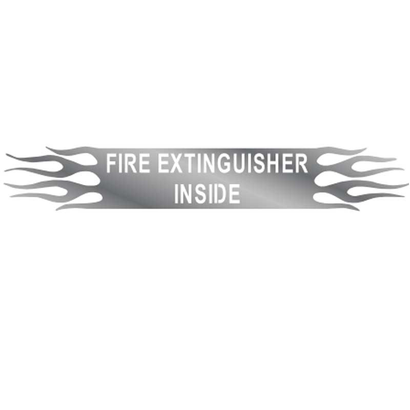 Sign: "Fire Extinguisher Inside" with Flames, 19.5" x 2.667"