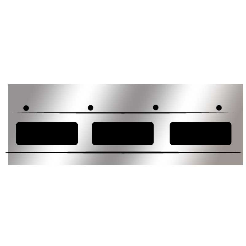 Freightliner Flap Light Bar with 3 Oval Holes (with End Caps)