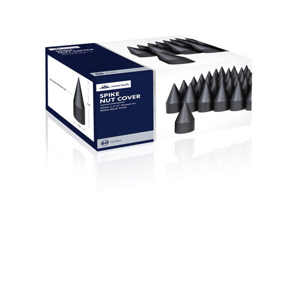 33mm X 4-1/8" Matte Black Spike Nut Covers - Thread-On (60-Pack)