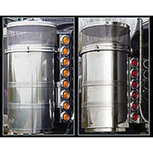 1988-2005 Peterbilt 15" Diameter Vortox Breather Light Bars - (16) 2" Light Holes - 26" Tall - Front