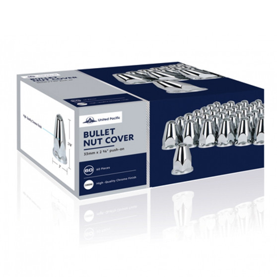 33mm X 2-5/8" Chrome Plastic Bullet Nut Covers With Flange - Push-On (60-Pack)