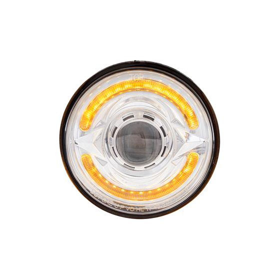 ULTRALIT- LED 5-3/4" Round Headlight With 60 LED Dual Color Light Bar, Amber & White LED - Low Beam