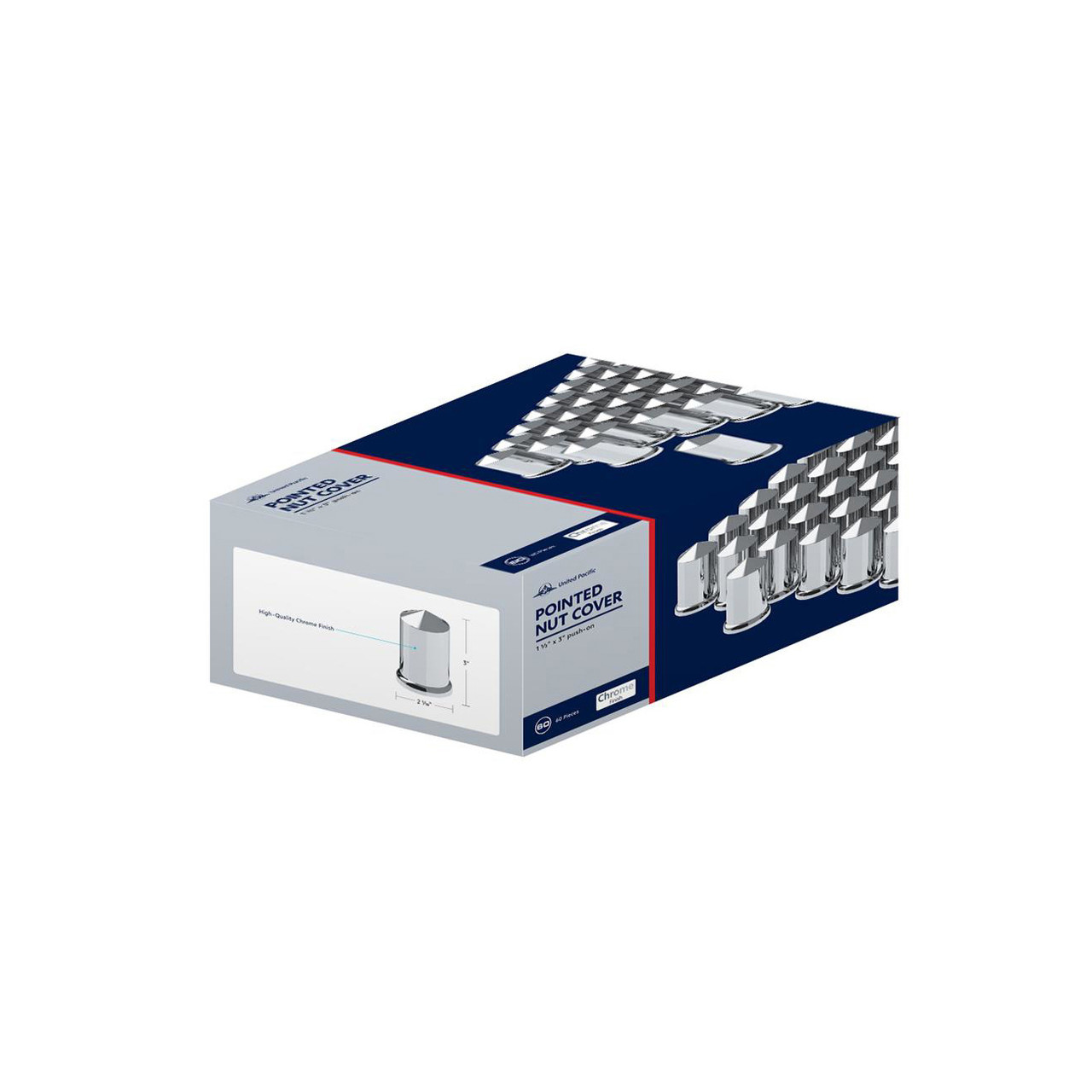 1-1/2" X 3" Chrome Plastic Pointed Nut Covers - Push-On (20-Pack)