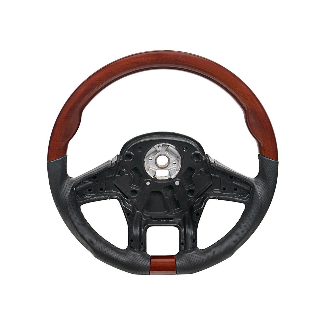 18" YourGrip Leather And Wood Steering Wheel For 2012-2021 Peterbilt 579 & 2013-2021 Kenworth T680