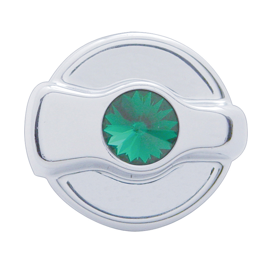 Chrome Plastic A/C Control Knob For 2005 & Older Peterbilt- Green Crystal
