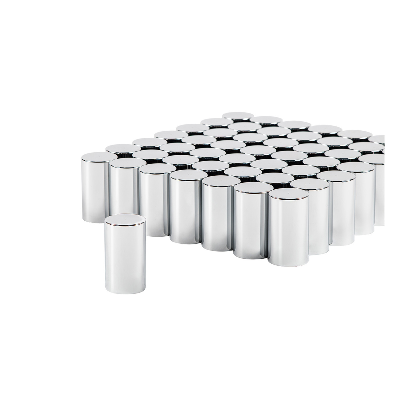 33mm X 3-1/2" Chrome Plastic Cylinder Nut Covers - Push-On (60-Pack)