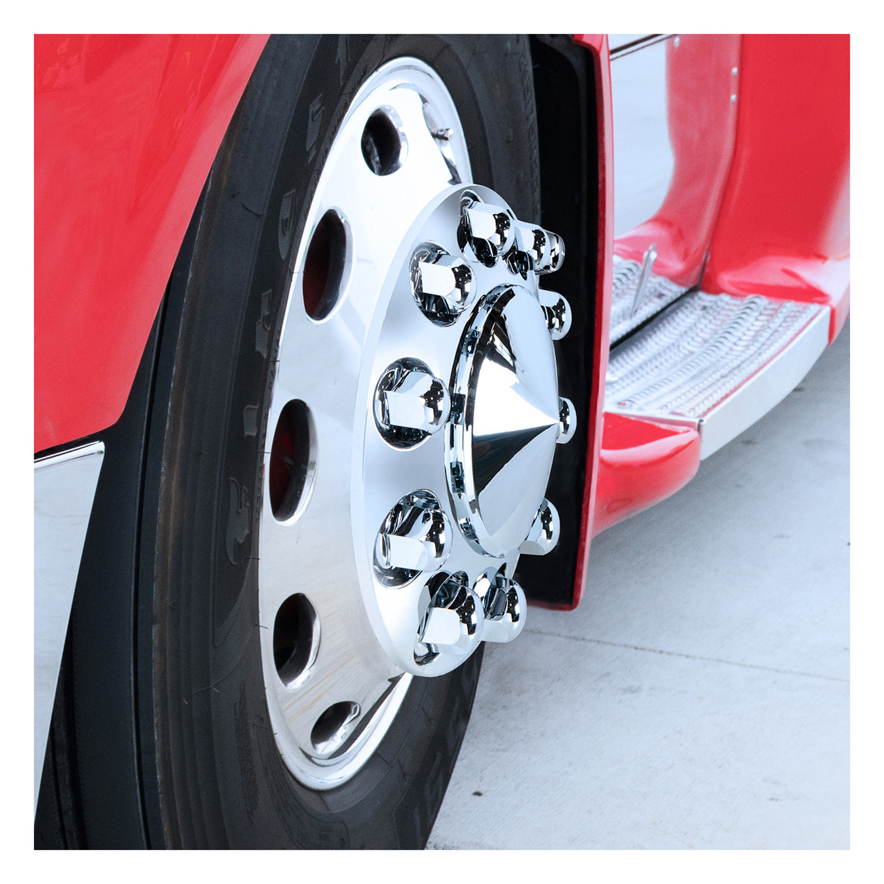 33mm X 2-7/16" Chrome Plastic Standard Nut Cover With Flange - Push-On (Color Box of 60)