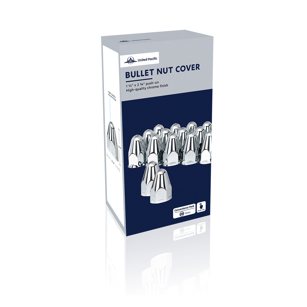 1-1/2" x 2-3/4" Chrome Plastic Slotted Bullet Nut Covers - Push-On
