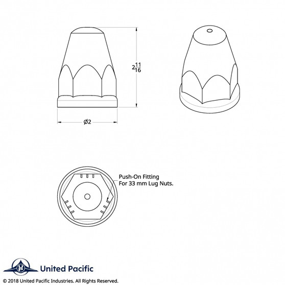 33mm X 2-5/8" Chrome Plastic Bullet Nut Covers With Flange - Push-On (Box of 20)