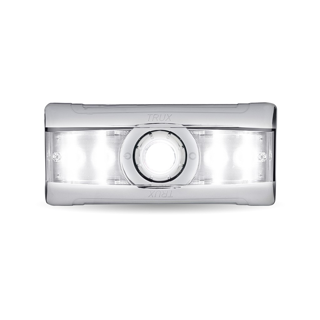 CHROME PETERBILT LED INTERIOR PROJECTOR DOME & MAP LIGHT WITH 6-COLOR AUXILIARY LED