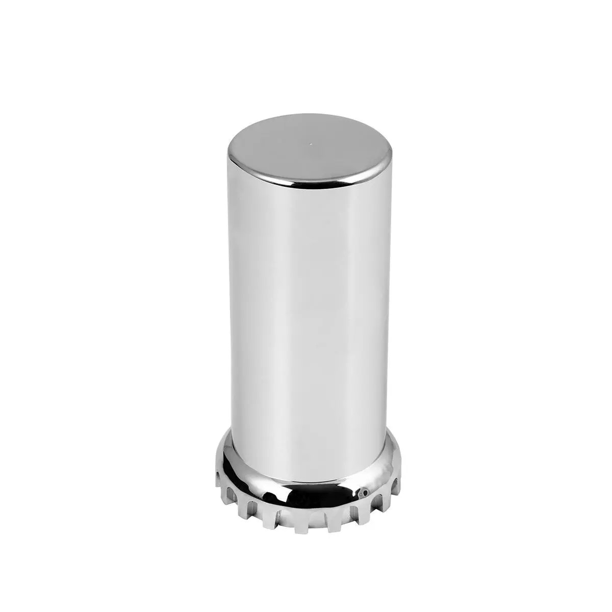 Chrome Plastic Thread-On 33mm Flat Top Tube Lug Nut Cover With Lock Flange