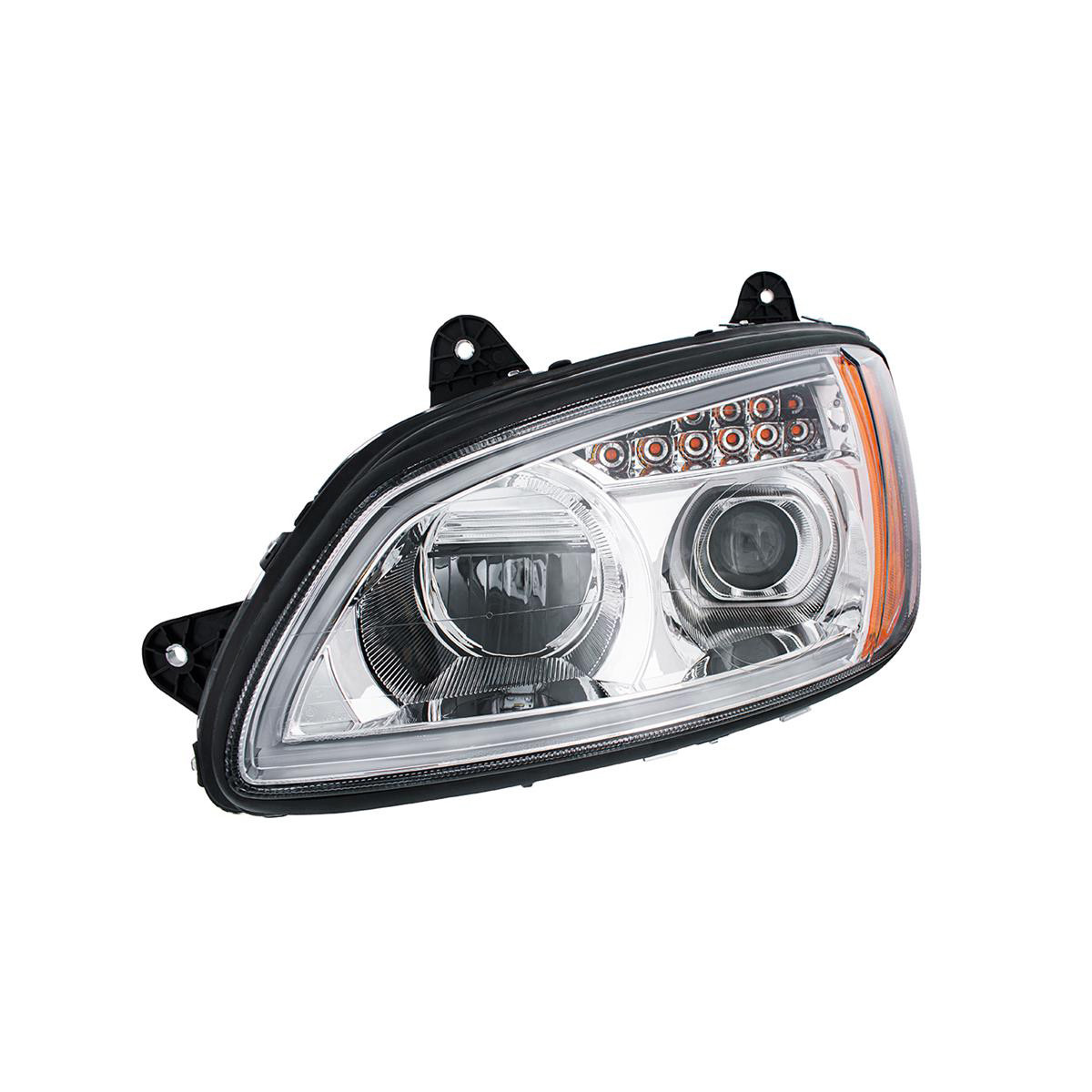 Chrome Full LED Headlight With Turn Signal & Position Light Bar For 2007-2017 Kenworth T660