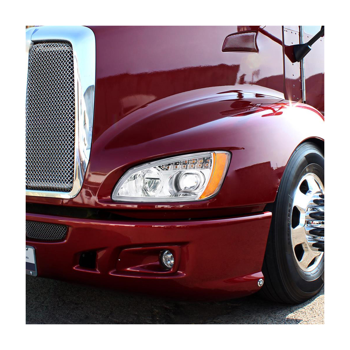 Chrome Full LED Headlight With Turn Signal & Position Light Bar For 2007-2017 Kenworth T660