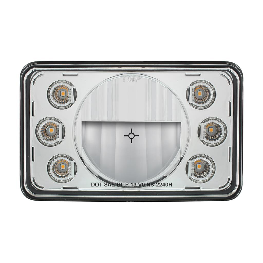 ULTRALIT - 4" X 6" LED HEADLIGHT WITH DUAL FUNCTION 6 AMBER LED POSITION LIGHTS - HIGH BEAM