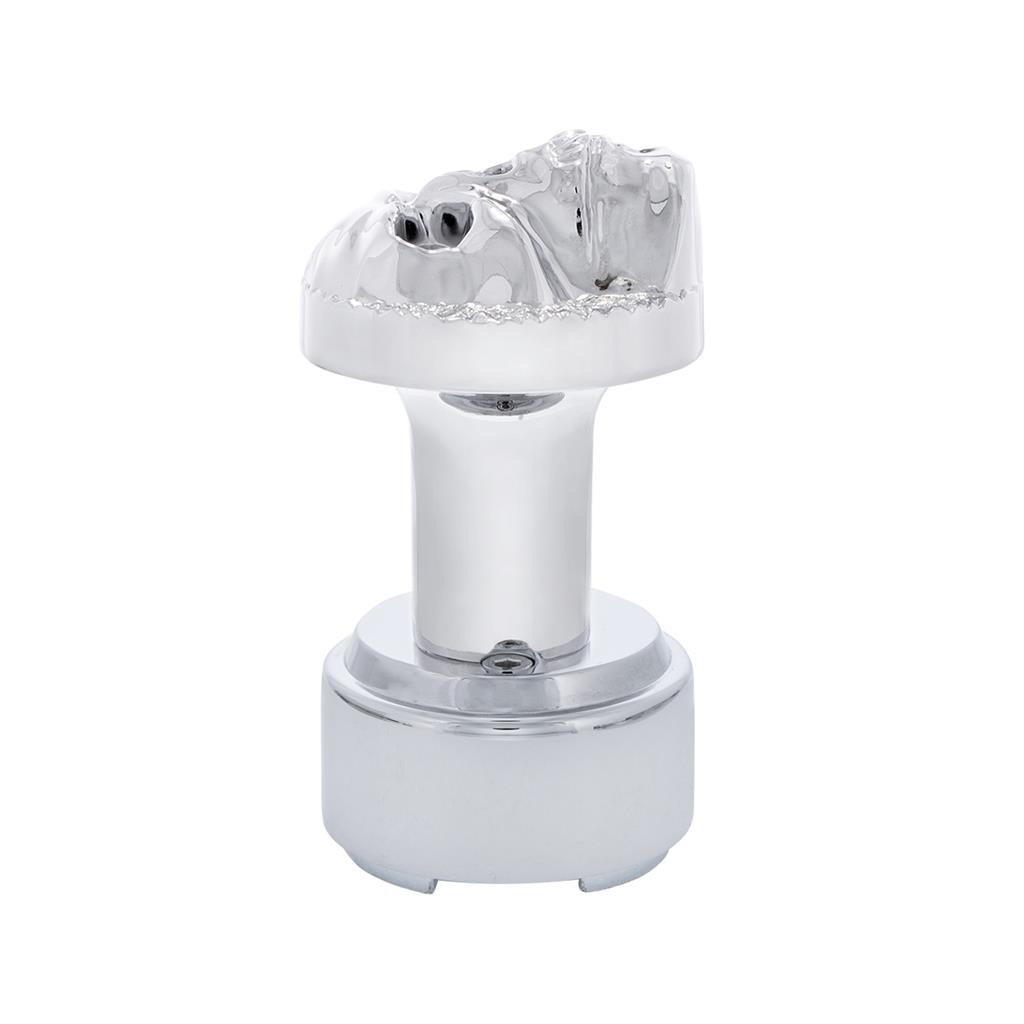 SKULL THREAD-ON SHIFT KNOB & ADAPTER FOR EATON FULLER STYLE 9/10 SHIFTER - CHROME