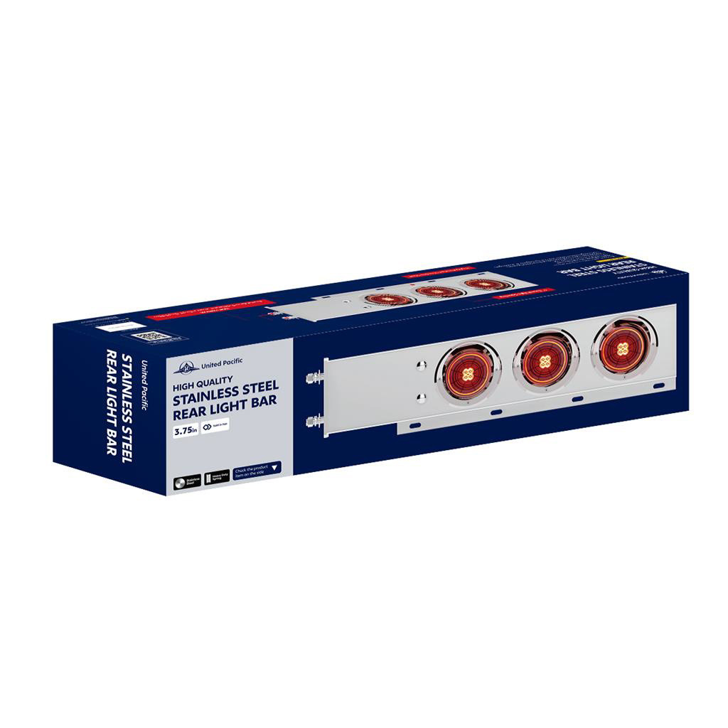 3-3/4" BOLT PATTERN STAINLESS SPRING LOADED LIGHT BAR WITH 6X 4" 16 LED TURBINE LIGHTS