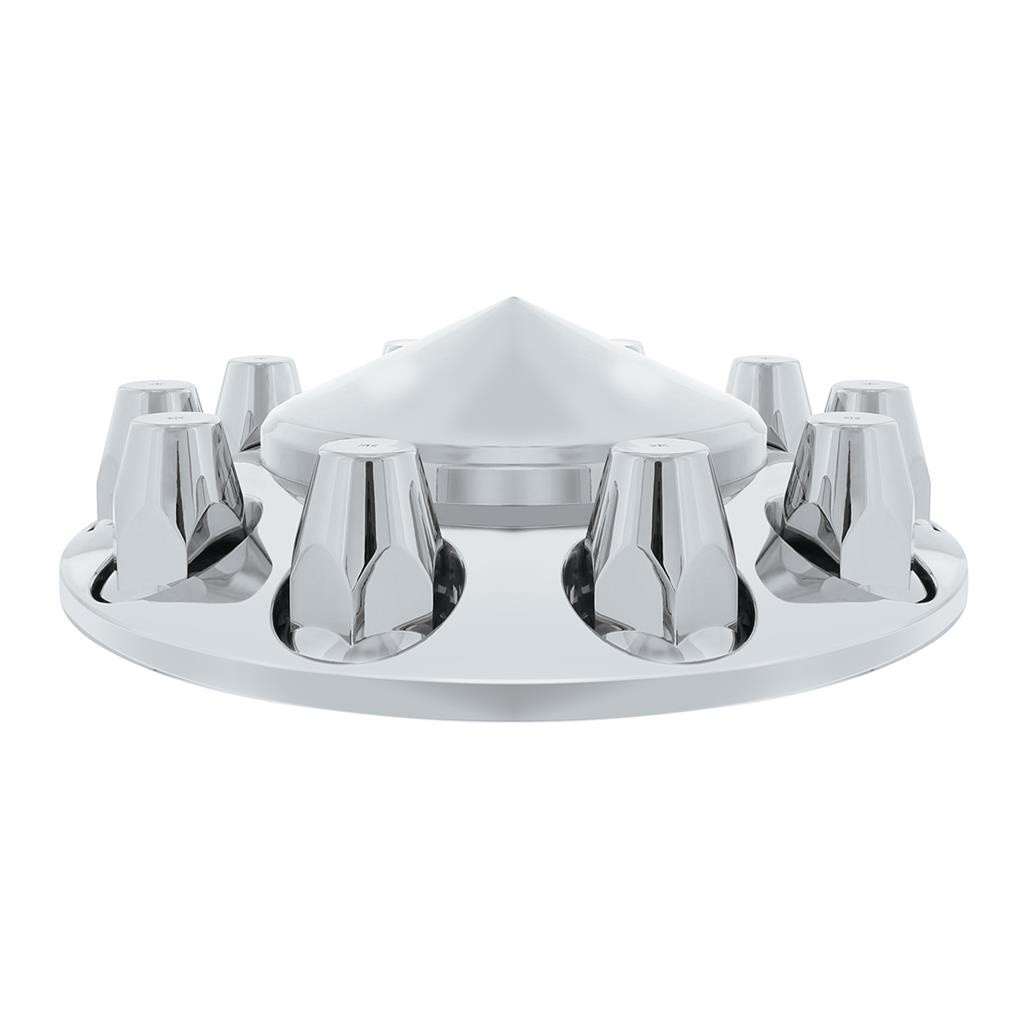 POINTED FRONT AXLE COVER WITH 33MM STANDARD STYLE PUSH-ON NUT COVERS - CHROME