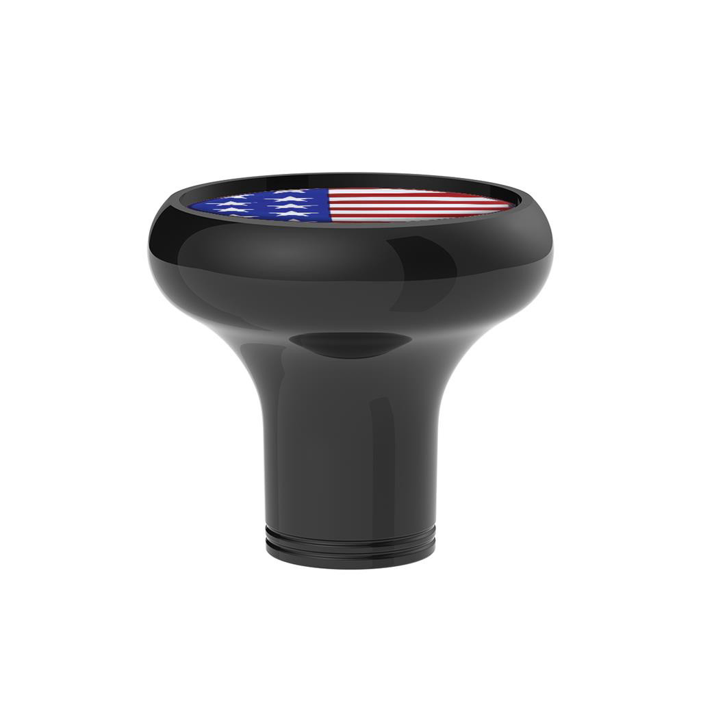 1/2"-13 THREAD-ON GEARSHIFT KNOB WITH US FLAG STICKER - BLACK