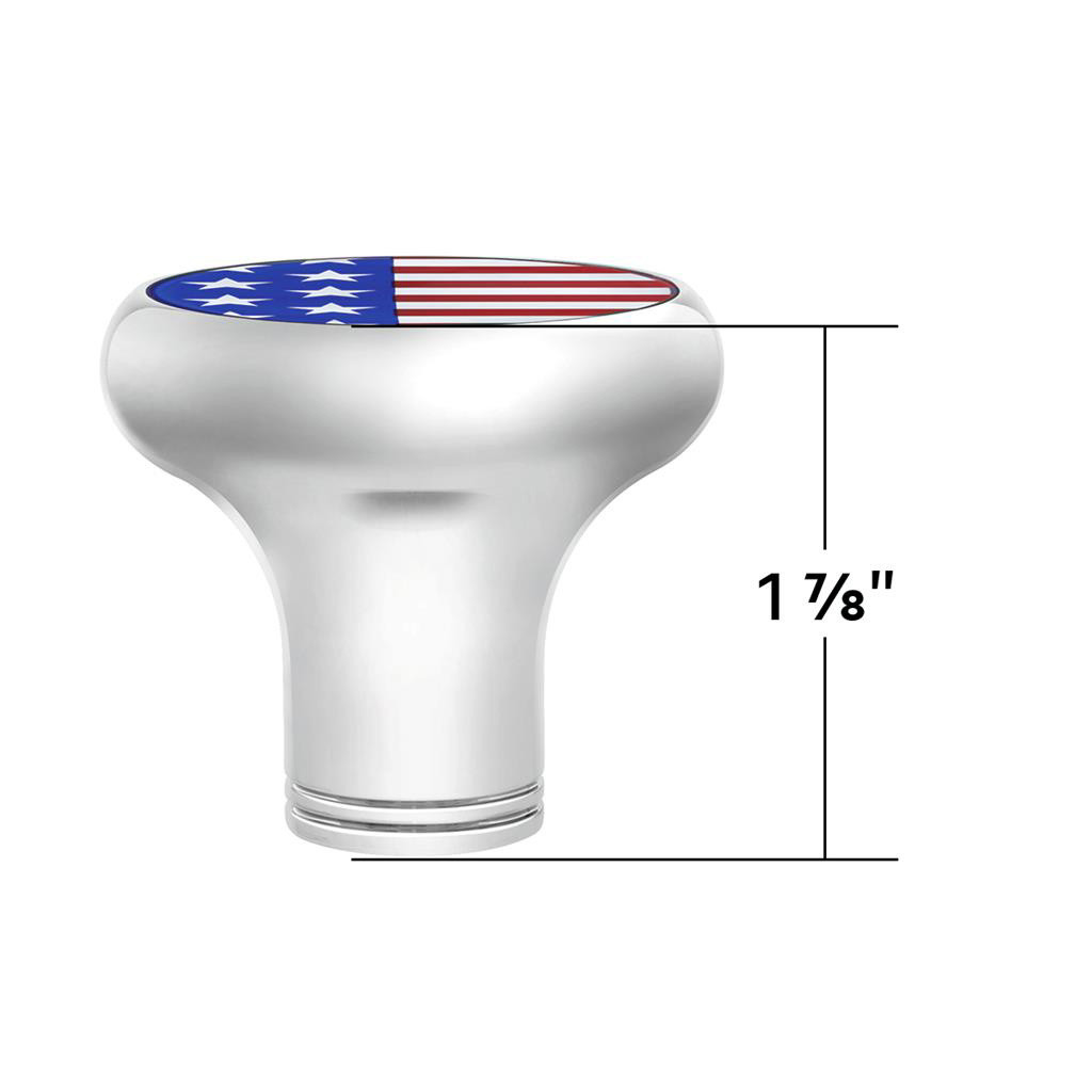 1/2"-13 THREAD-ON GEARSHIFT KNOB WITH US FLAG STICKER - CHROME