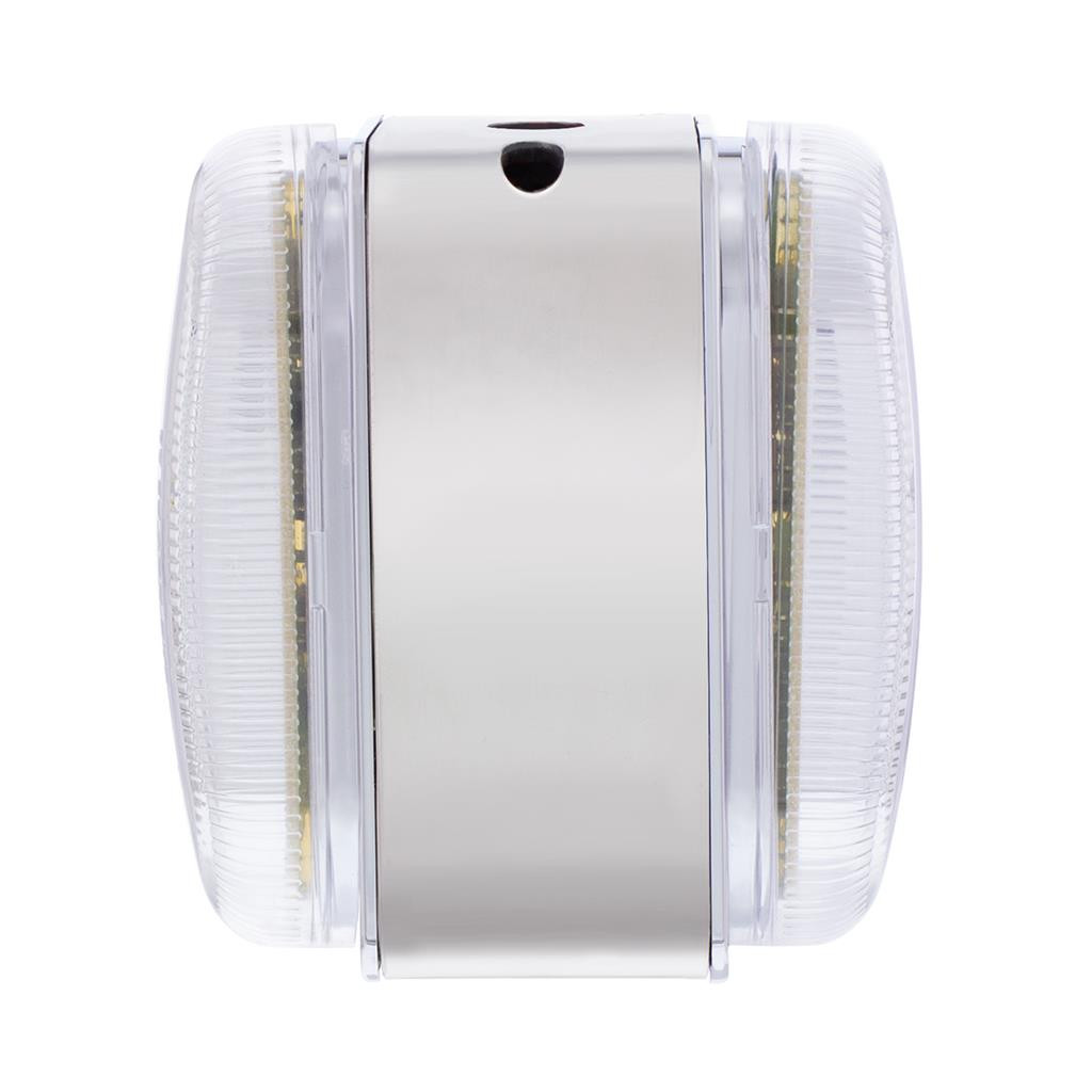 26 LED Dual Function Reflector Double Face Oval Light With SS Bracket - Amber & Red LED/Clear Lens
