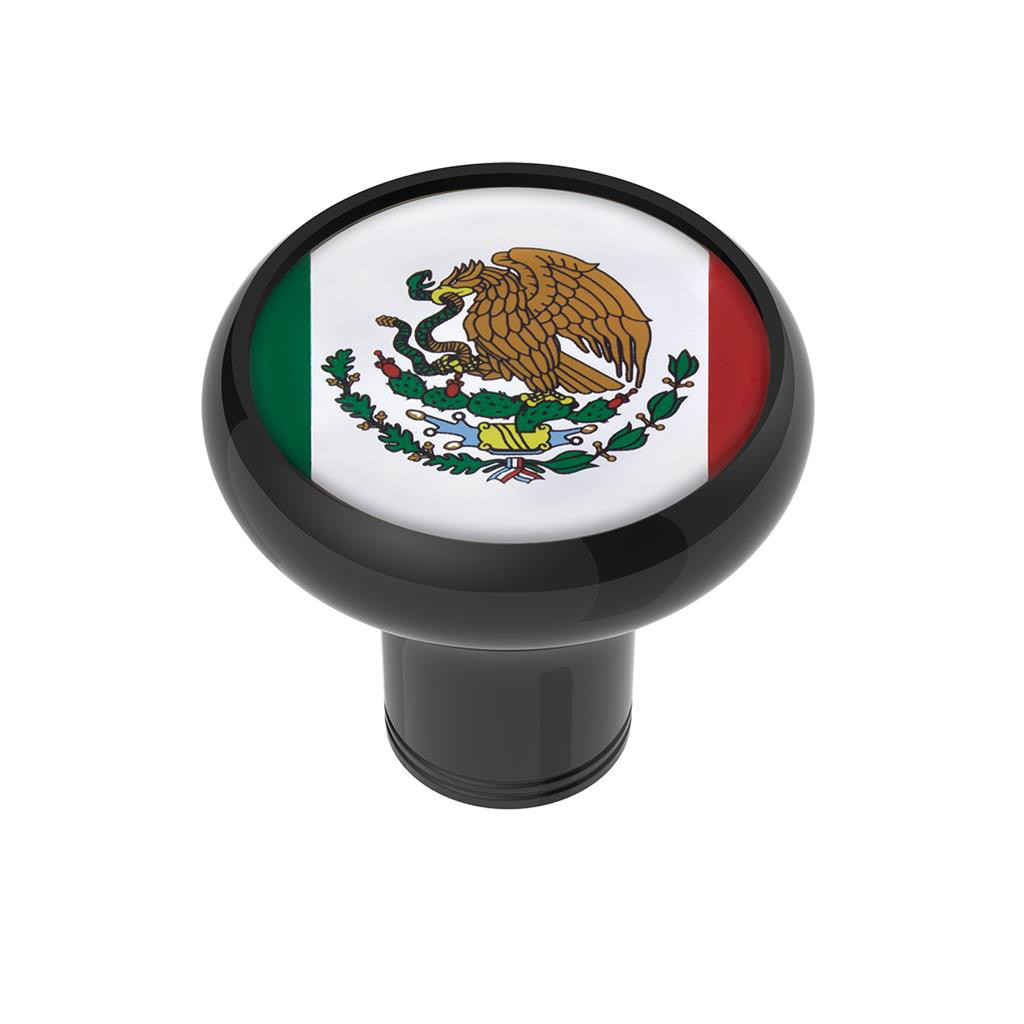 1/2"-13 THREAD-ON GEARSHIFT KNOB WITH MEXICO FLAG STICKER - BLACK