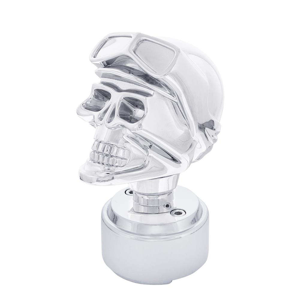 SKULL BIKER THREAD-ON SHIFT KNOB & ADAPTER FOR EATON FULLER STYLE 9/10 SHIFTER - CHROME