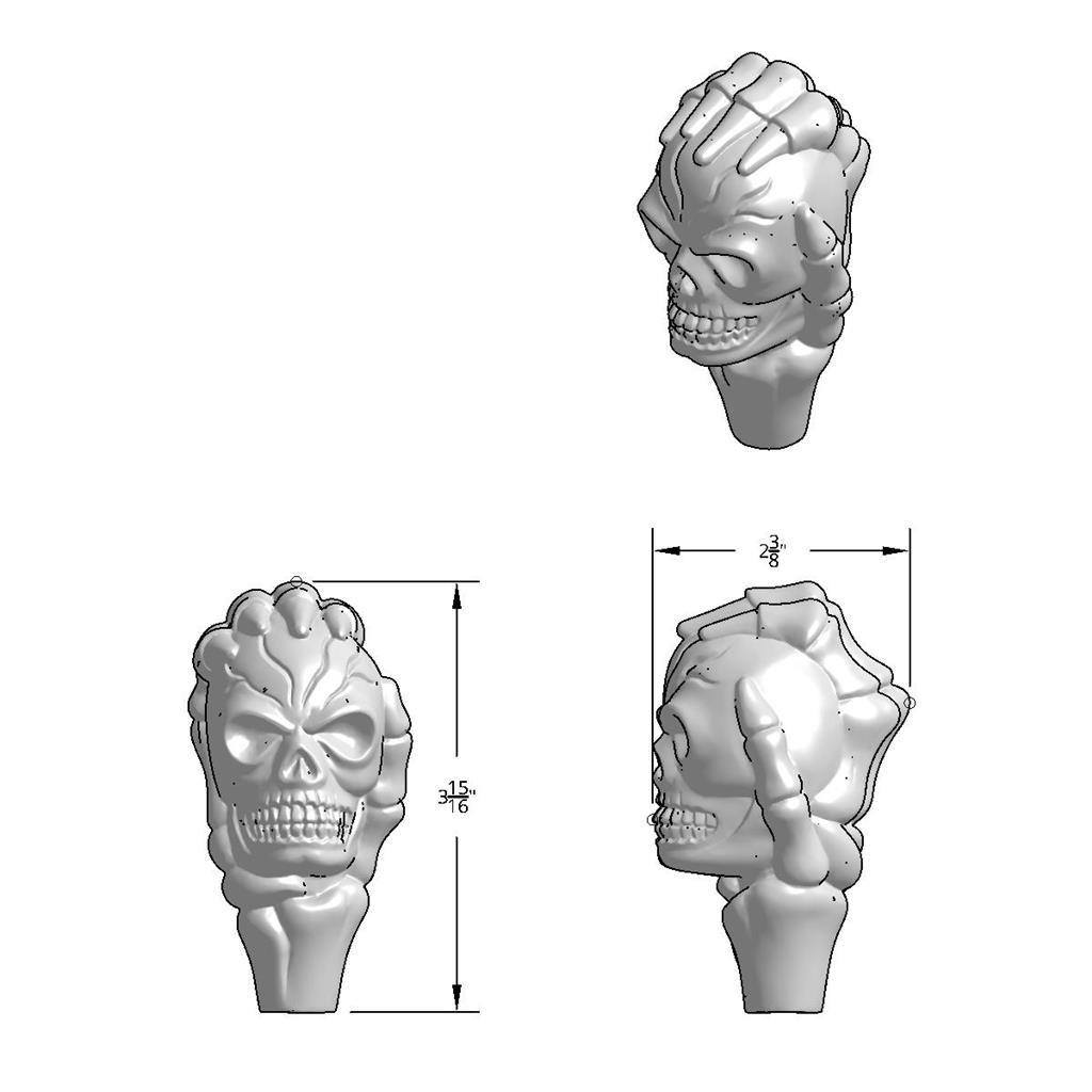 1/2"-13 THREAD-ON SKULL SHIFT KNOB - CHROME (BULK)