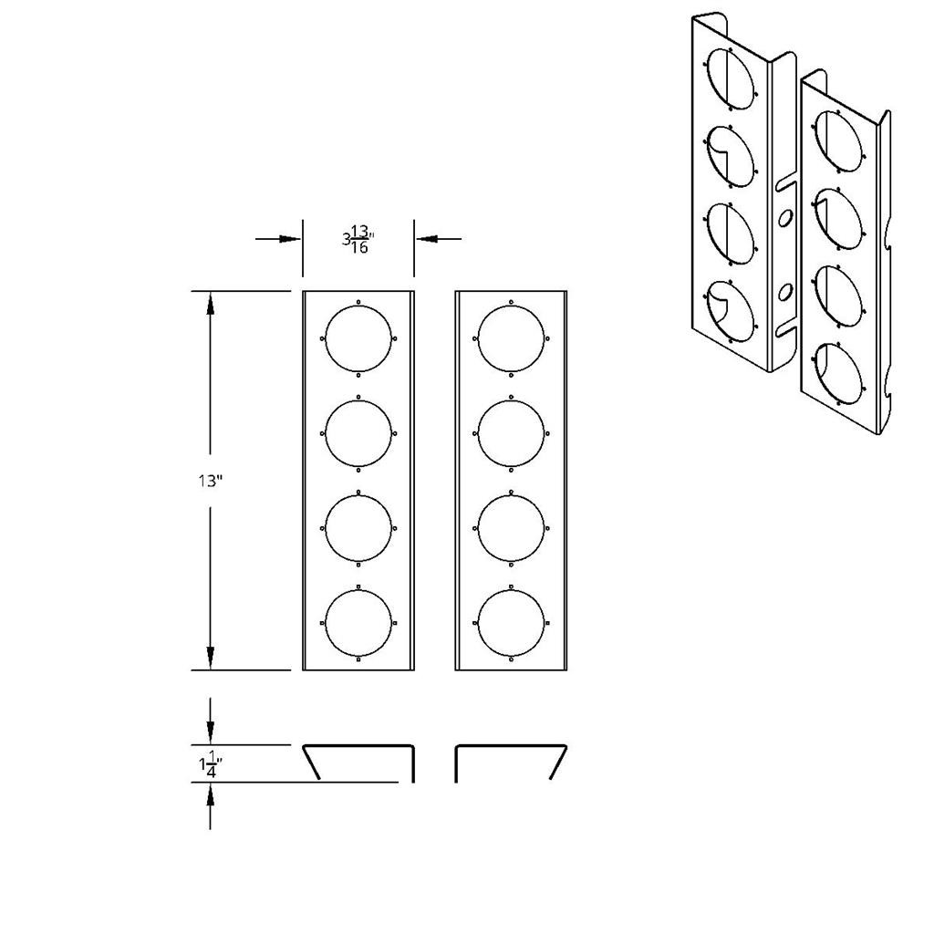 430 Stainless Steel Front Air Cleaner Bracket With Four 2" Round Light Cutouts (Pair)