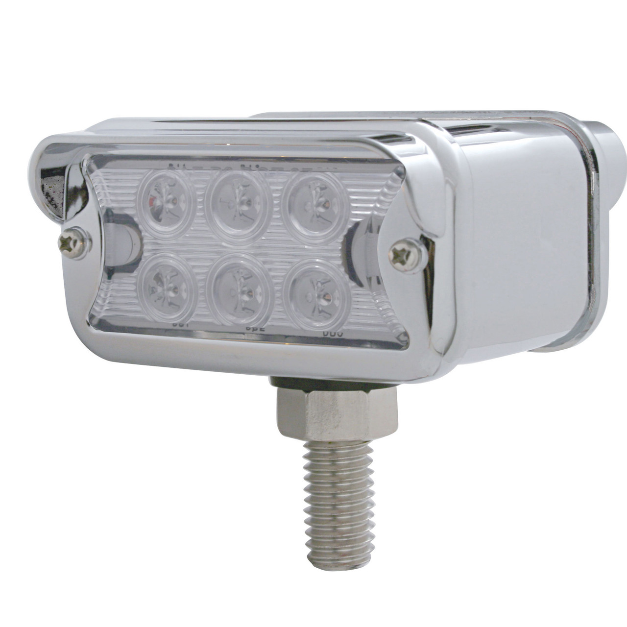 6 LED Dual Function T Mount Double Face Light W/ Horizontal Visor - Amber & Red LED/Clear Lens United Pacific 39415
