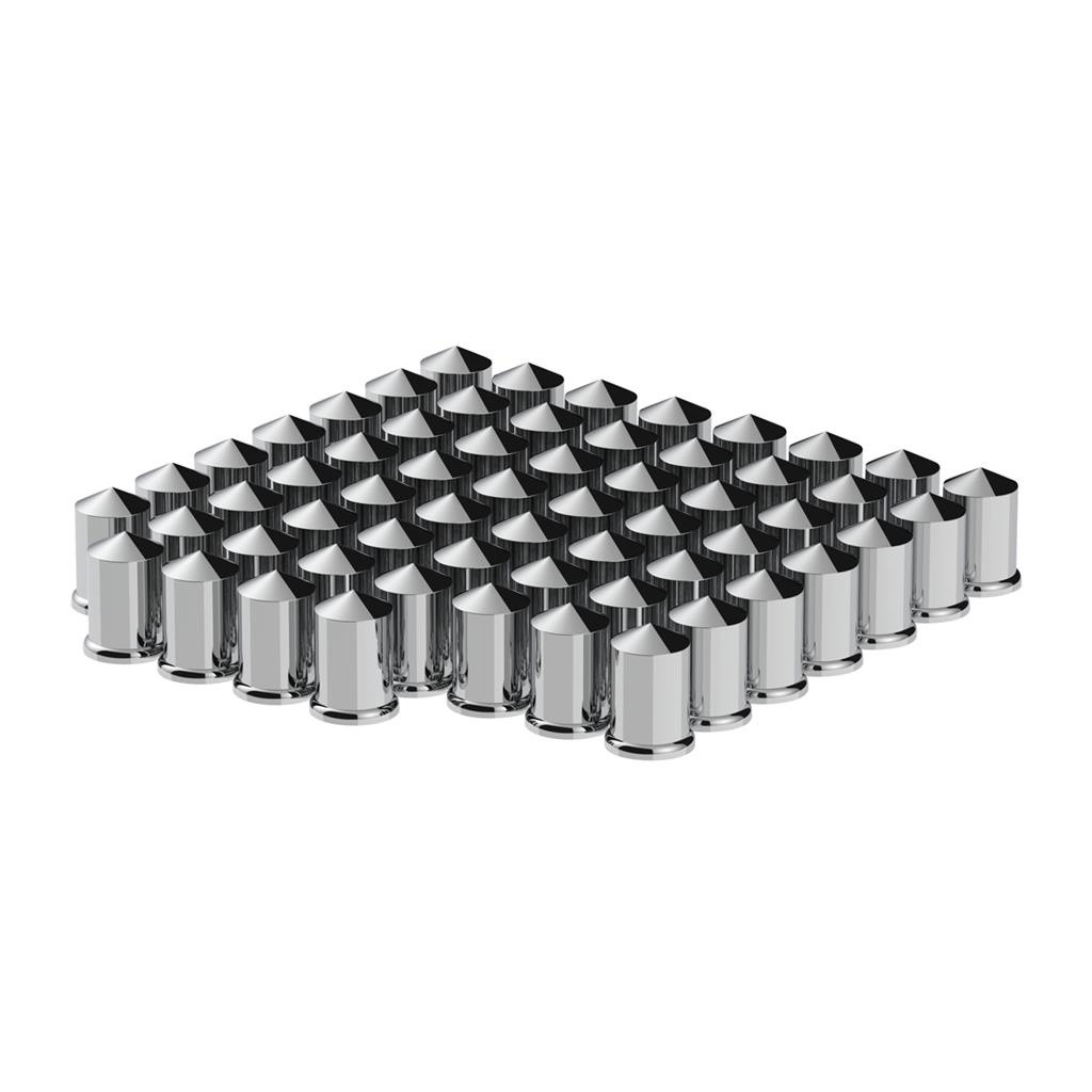 1-1/2" X 3" CHROME PLASTIC POINTED NUT COVERS - PUSH-ON (COLOR BOX OF 60)
