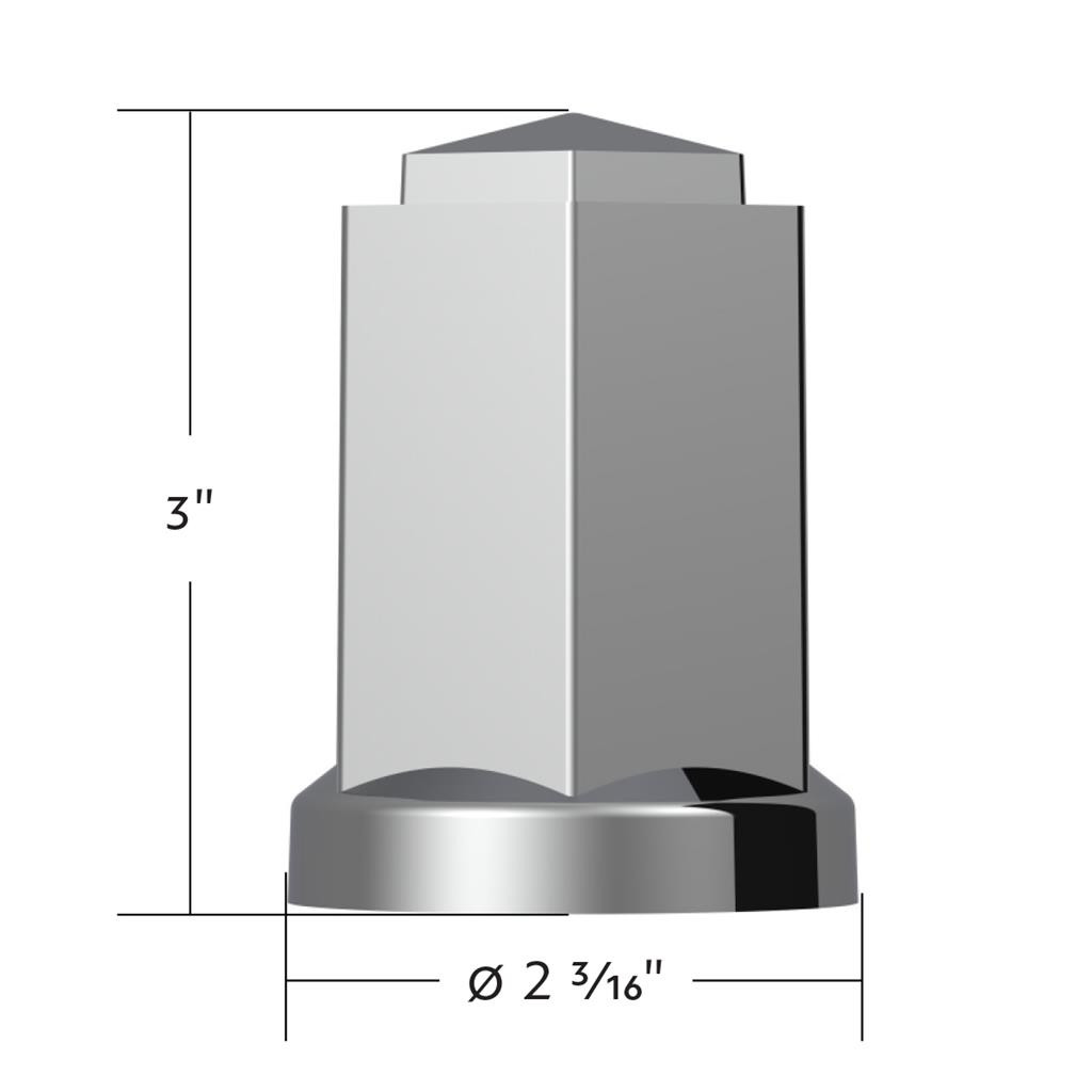 33mm X 3" Tall Chrome Plastic Hexagon Style Thread-On Nut Cover (Bulk)