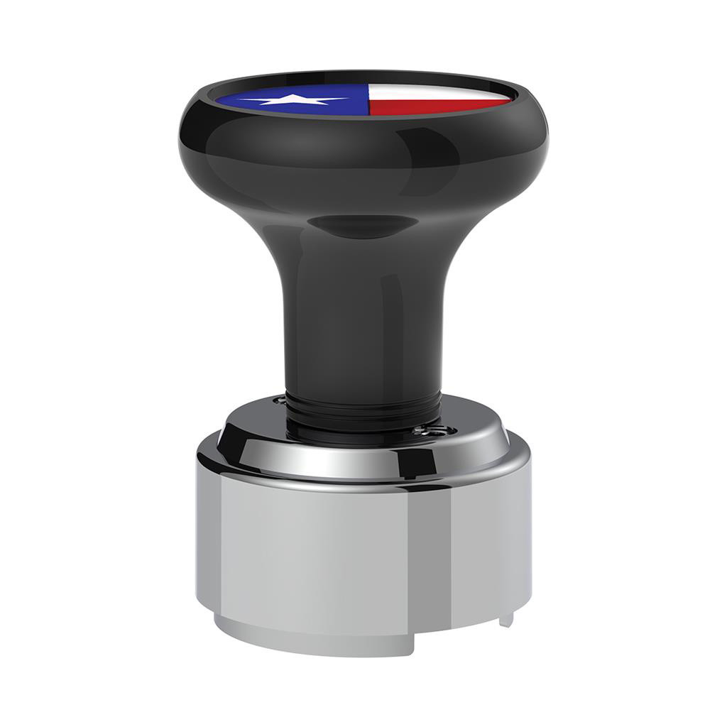THREAD-ON GEARSHIFT KNOB WITH 9/10 SPEED ADAPTER & TEXAS FLAG STICKER - BLACK