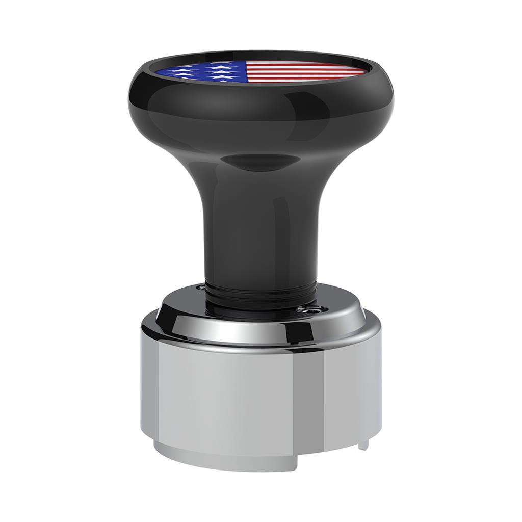THREAD-ON GEARSHIFT KNOB WITH 9/10 SPEED ADAPTER & US FLAG STICKER - BLACK
