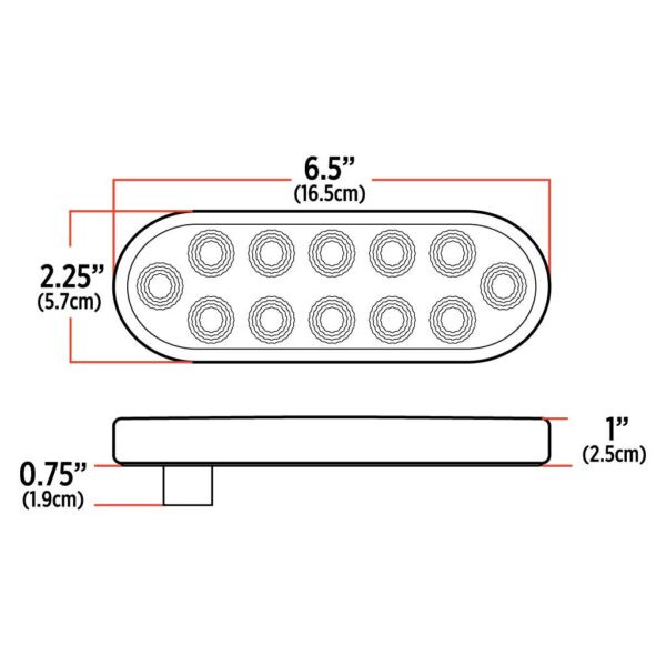 6″ Amber Turn & Marker to Amber Strobe LED Oval Light – 12 Diodes