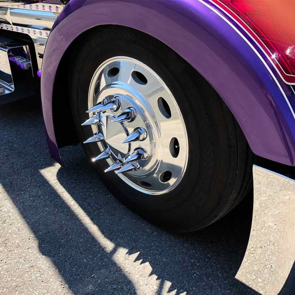 POINTED AXLE COVER COMBO KIT WITH 33MM SPIKE NUT COVERS & NUT COVER TOOL - CHROME