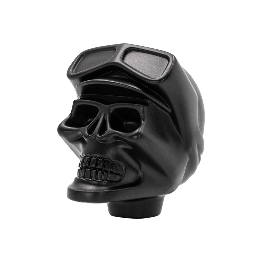 ALUMINUM SKULL BIKER 1/2"-13 THREAD-ON GEARSHIFT KNOB - BLACK (BULK)