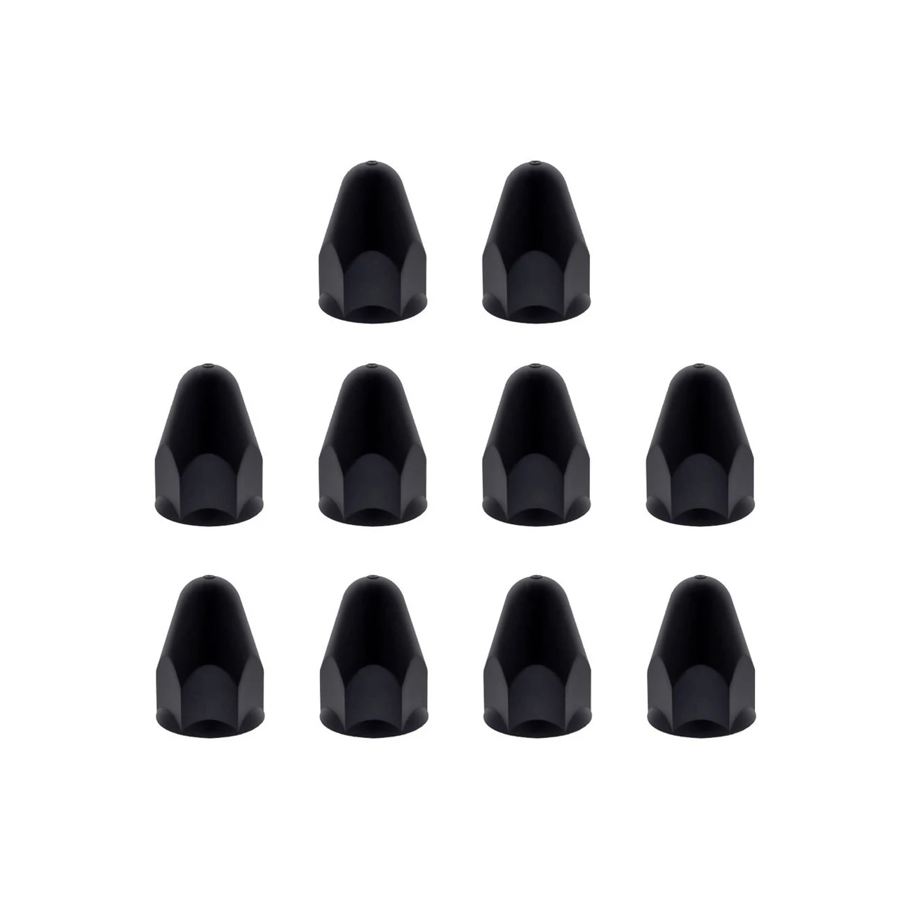 1-1/2" X 2-3/4" MATTE BLACK PAINTED PLASTIC BULLET NUT COVERS - PUSH-ON (COLOR BOX OF 20)