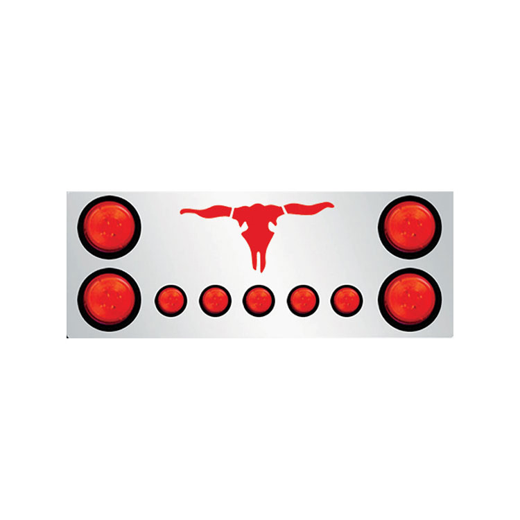 Rear Frame Filler Panel With 9 Red LEDs And Lighted Steerhead - Red Lens
