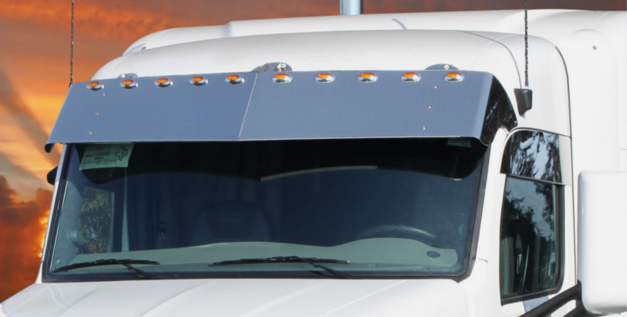 Peterbilt 579 16 Inch Drop Visor Raised Roof With 10 Bullet Light LEDs Amber/Clear