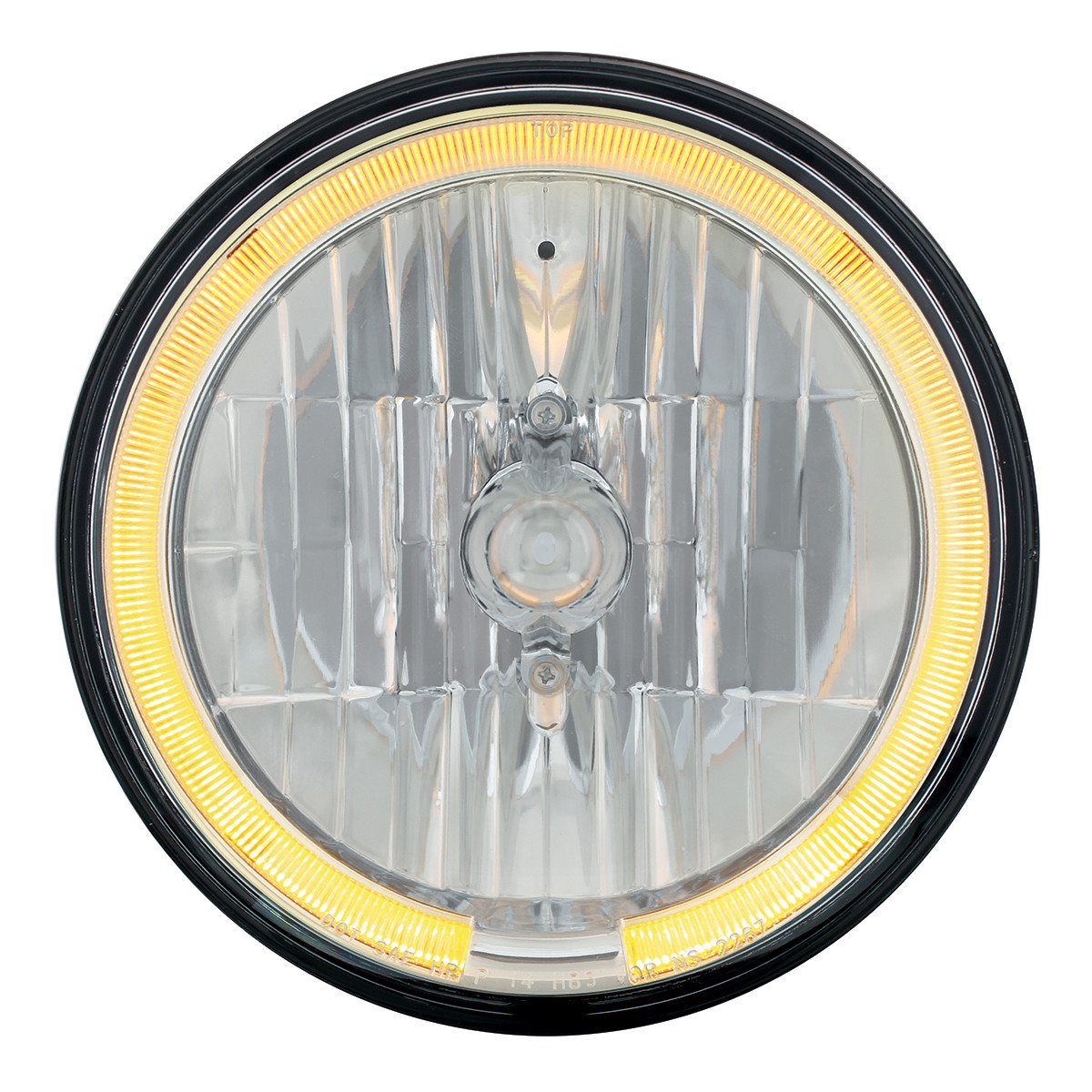 7 Crystal Headlight w/ Amber LED Halo Ring
