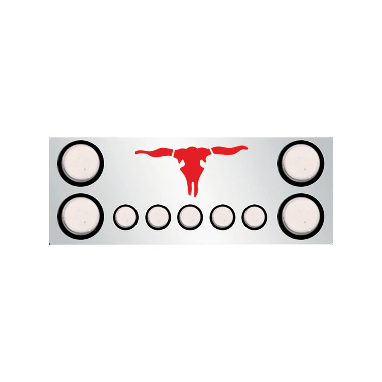 Rear Frame Filler Panel With 9 Red LEDs And Lighted Steerhead - Clear Lens