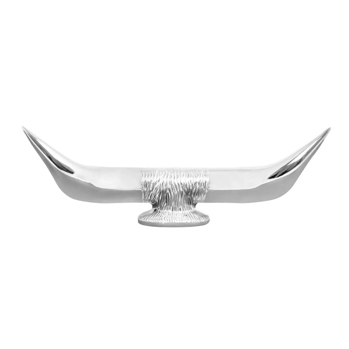 Chrome Plated Bull Horn Hood Ornament With Base-Grand General-48181