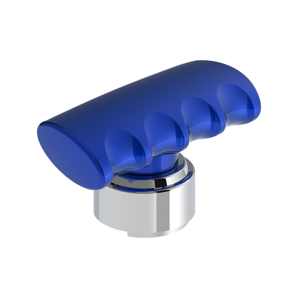 THREAD-ON T-SHAPE GEARSHIFT KNOB WITH CHROME 13/15/18 SPEED ADAPTER – INDIGO BLUE