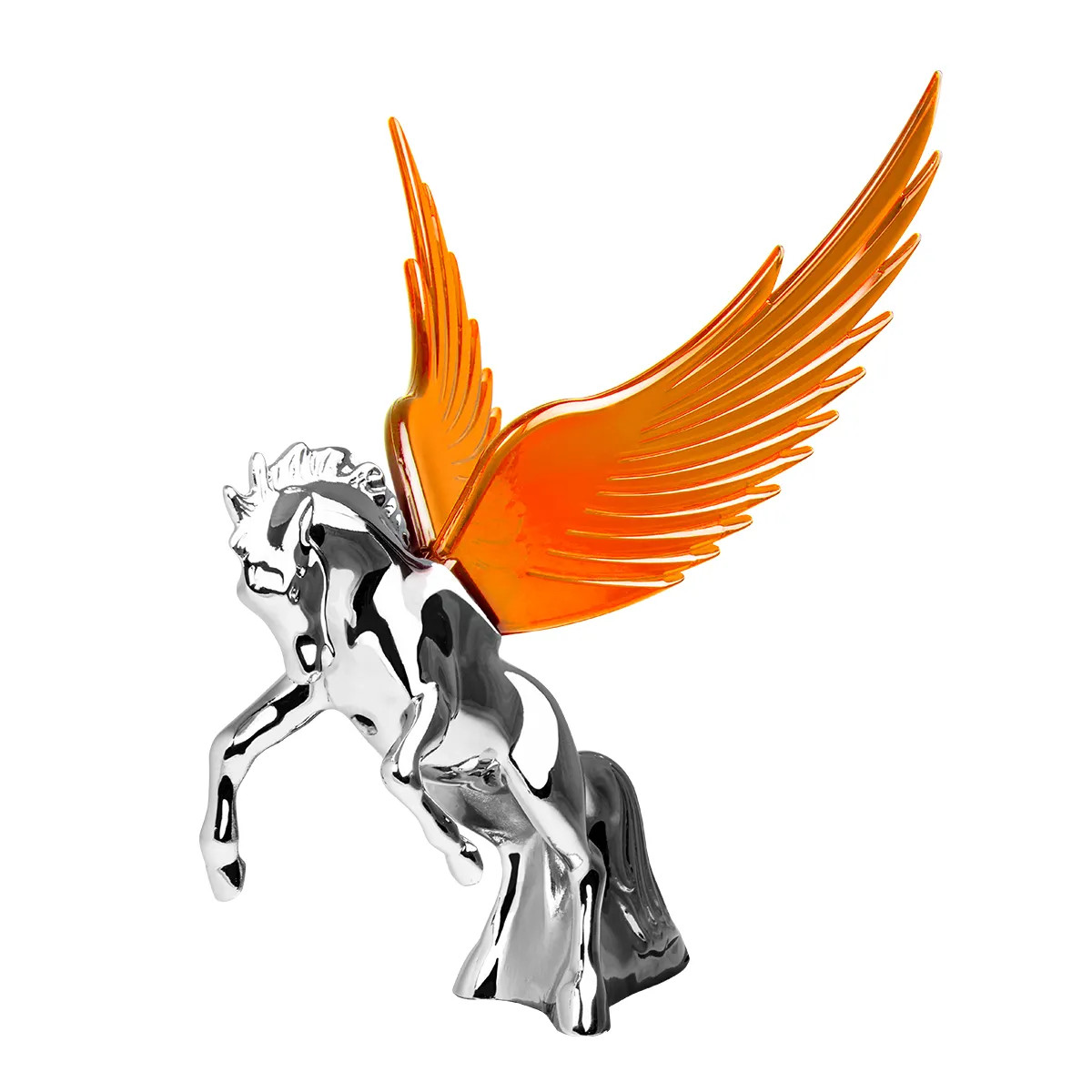 Amber Windrider Chrome Fighting Stallion Hood Ornament-Grand General-48390