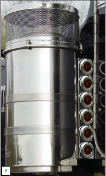 Front 15″ Air Cleaner Brackets with (12) Bulls-Eye Amber / Amber LEDs, Peterbilt (1988 – 2005)