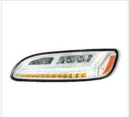 Chrome 6 LED Headlight For Peterbilt 386 (2005-2015) &amp; 387 (1999-2010)