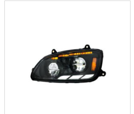 Black LED Headlight With Sequential Turn Signal & Position Light Bars For 2008-17 Kenworth T660