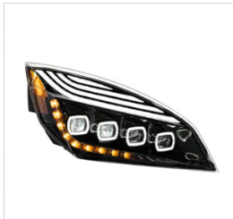 CHROME QUAD-LED HEADLIGHT WITH LED DRL & SEQ. SIGNAL FOR 2018-2023 FREIGHTLINER CASCADIA