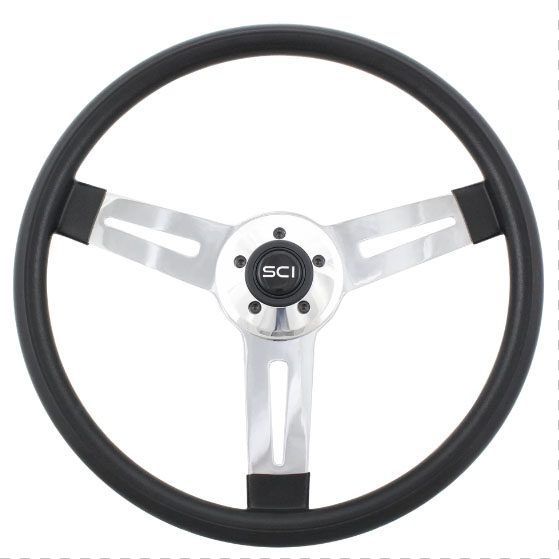 Driver 2 - 20" Polyurethane Rim, Chrome 3-Spoke W/Vertical Slot Cut Outs-Steering Creations-116-3017-70124