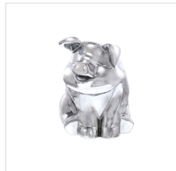 Chrome Die-Cast Sitting Pig  Ornament